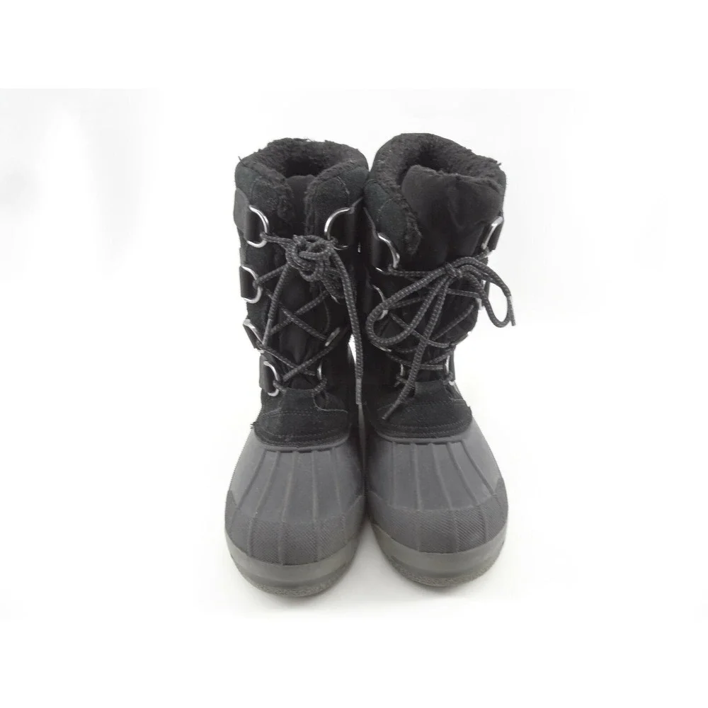 Lands End Youth Expedition Black Suede Snow Winter Boots Youth Size 5